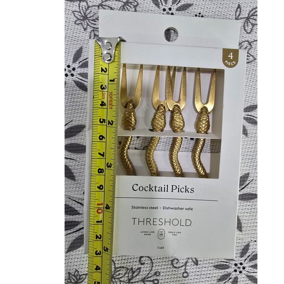 No.1 New Threshold Snake Cocktail Picks – 4pc Gold Stainless Steel - Picture 6 of 6